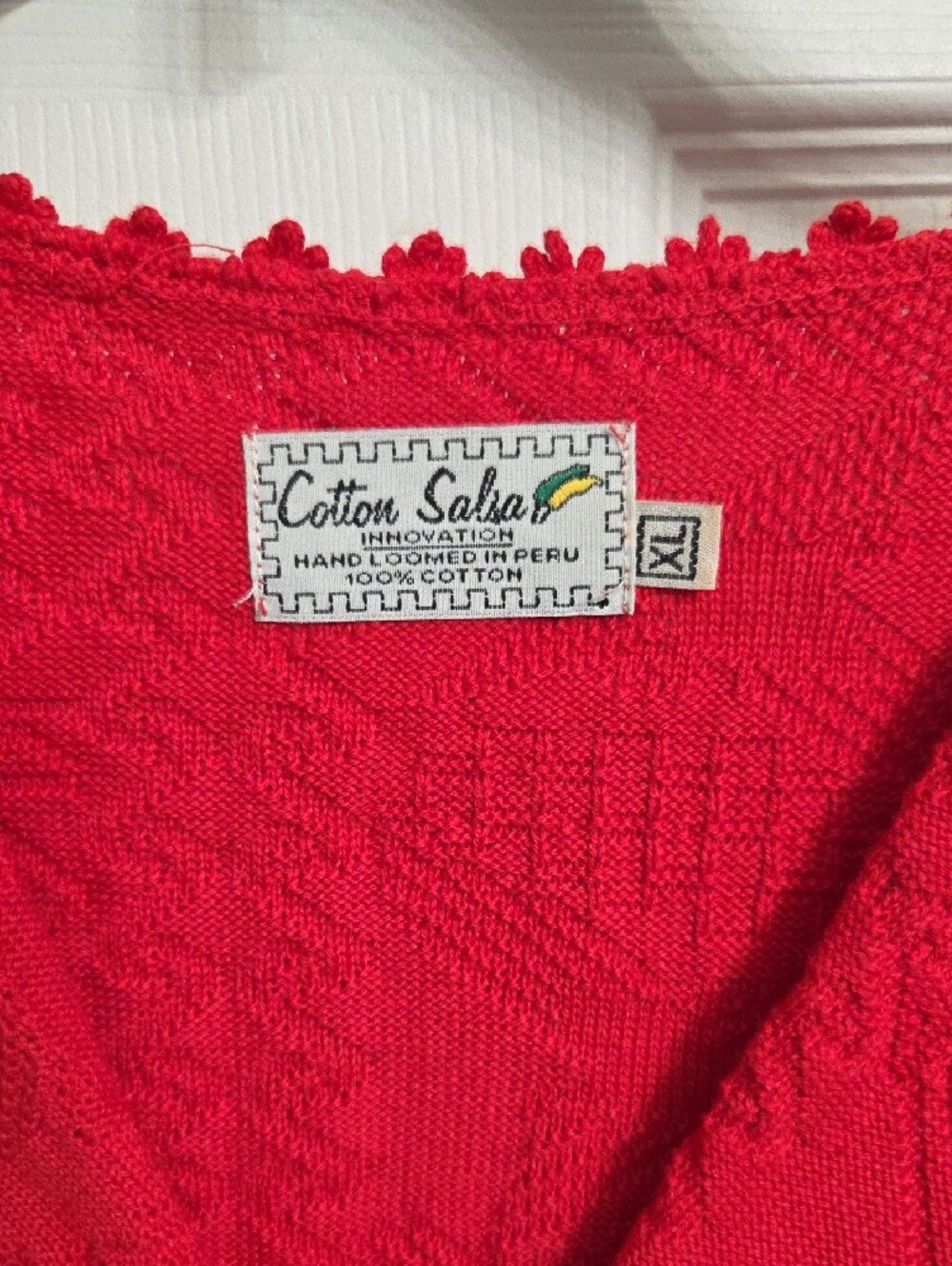 Red Textured Button-Front Knit Top - Picture 2 of 8